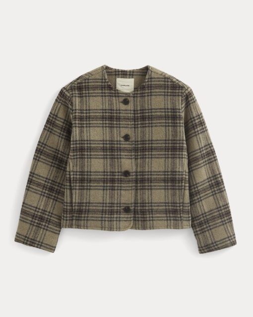Alternative view of The Cocoon Coat in Wool | Chocolate Plum/Heather Charcoal