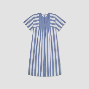 Alternative view of The Poplin Caftan Dress | Mazarine Blue / Bone
