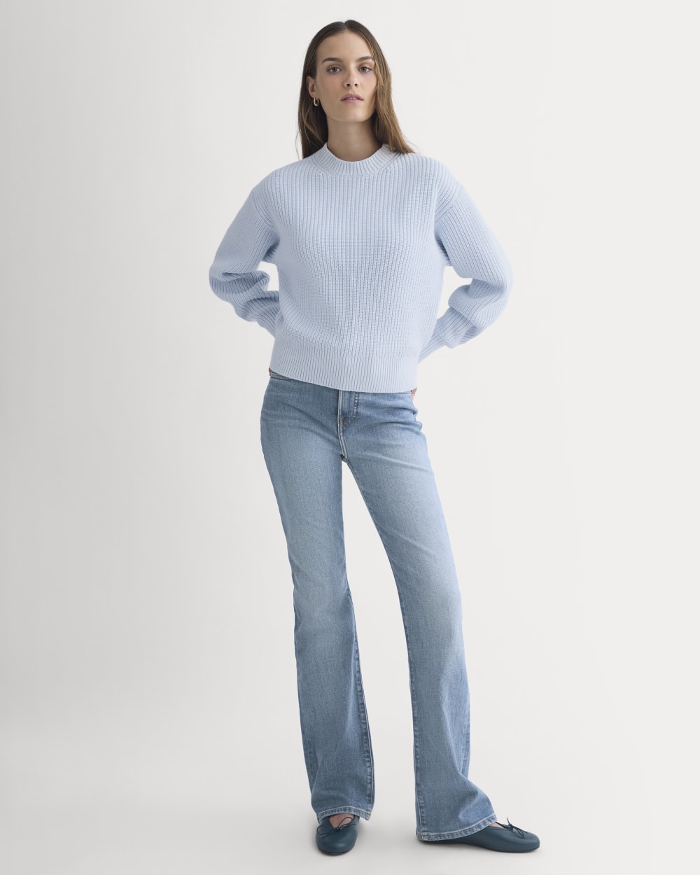 Cropped Ribbed Crew in Everyday Cotton | Skywriting - Image 3