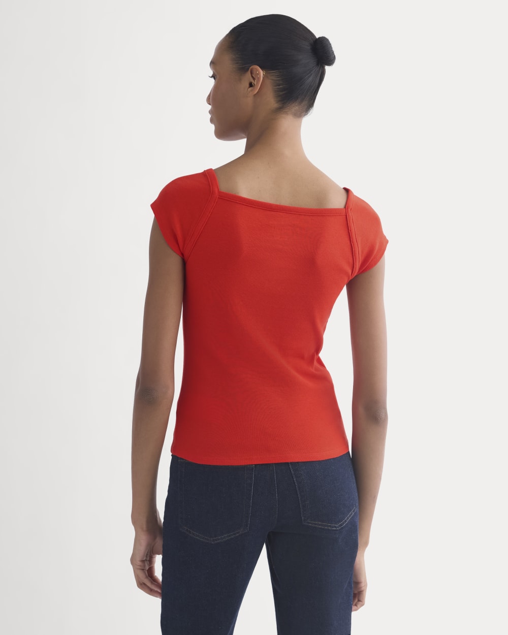 RetroSoft Cotton Square-Neck Tee | Fiery Red - Image 6
