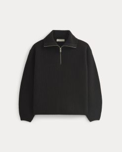 Alternative view of The Half-Zip Sweater in Luxe Merino | Black