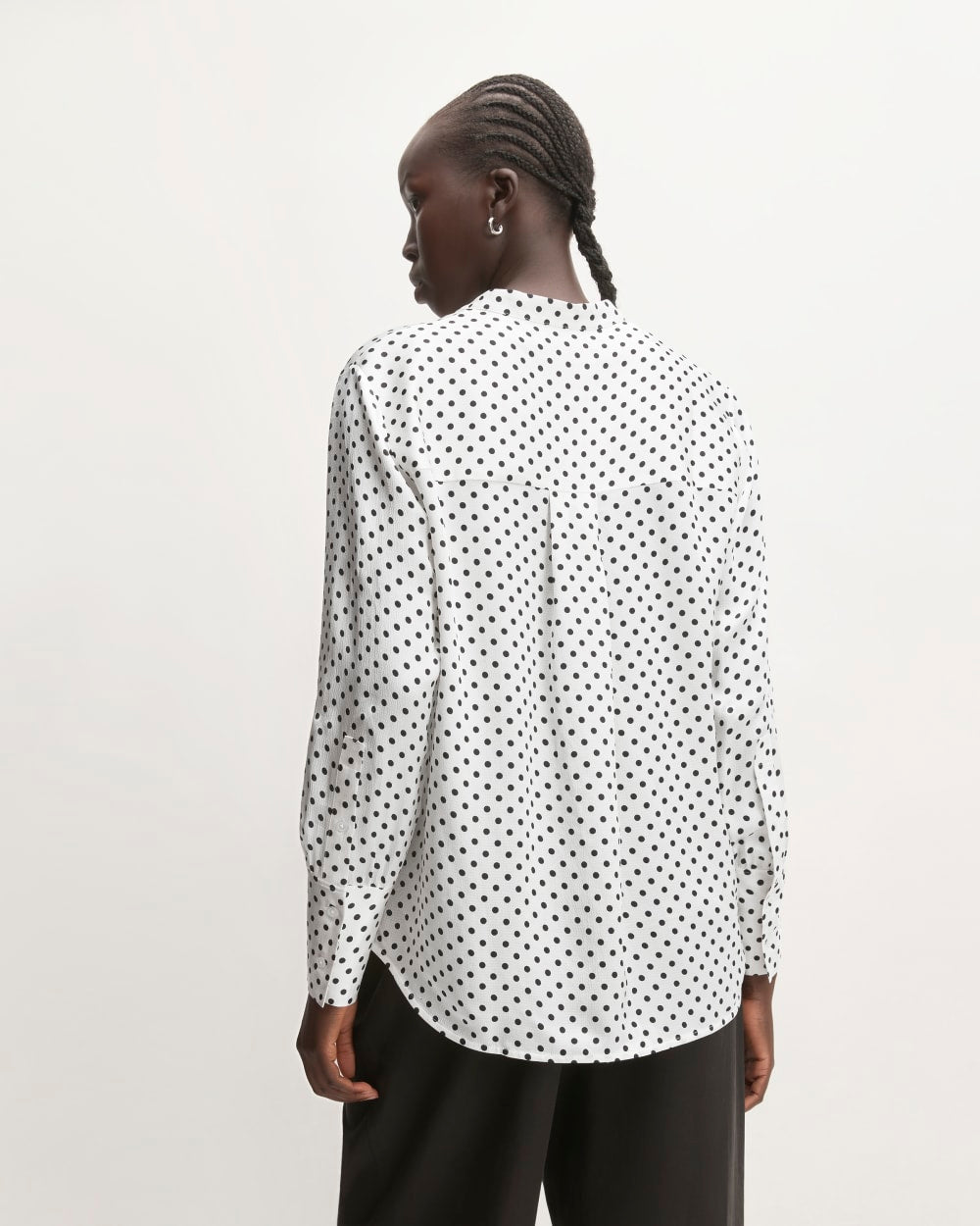The Hammered Satin Popover Shirt | Bone / Black Polka Dot - Image 6