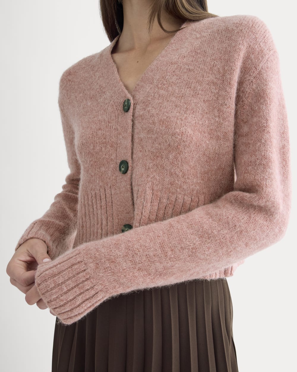 High V Cropped Cardigan in Alpaca | Heather Ash Rose - Image 5