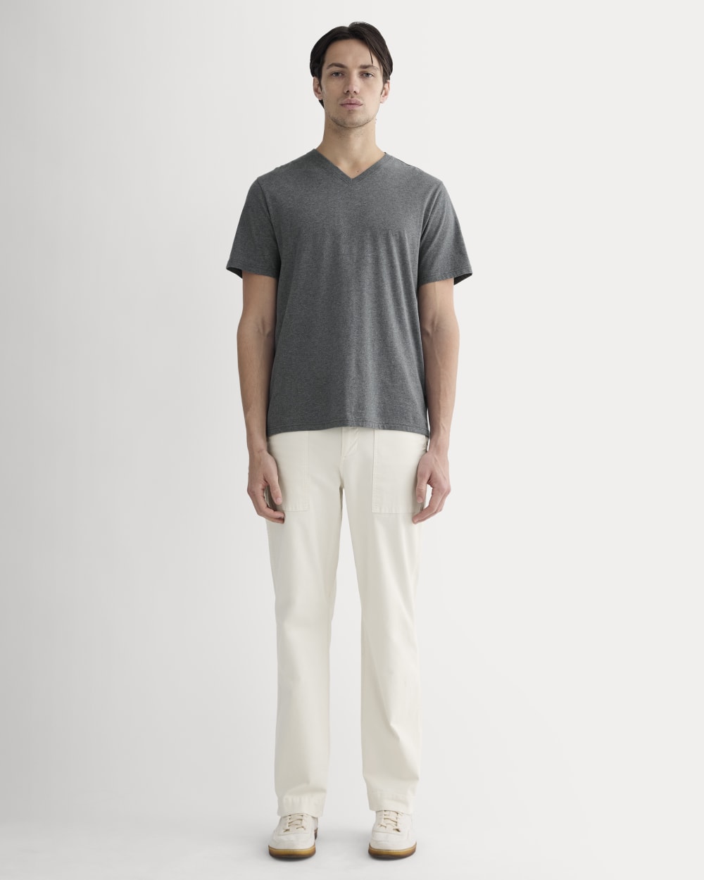 The Essential Organic V-Neck Tee | Heathered Charcoal - Image 3