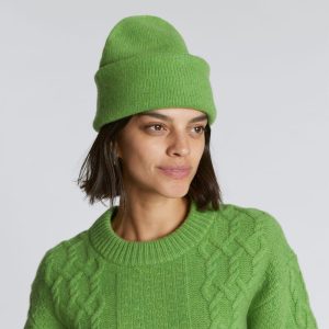 Alternative view of The Felted Merino Beanie | Salted Lime
