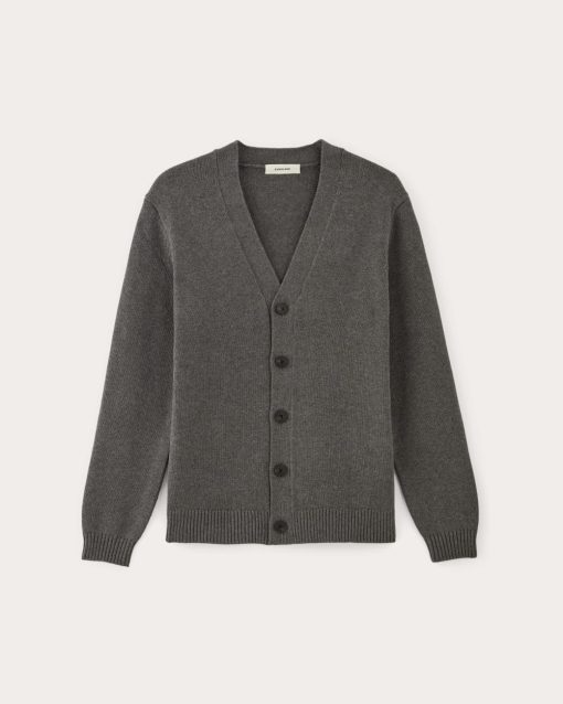 Alternative view of The Classic Cardigan in Everyday Cotton | Heathered Charcoal
