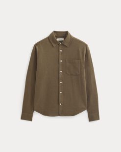 Alternative view of Brushed Flannel Shirt | Heathered Cocoa Brown