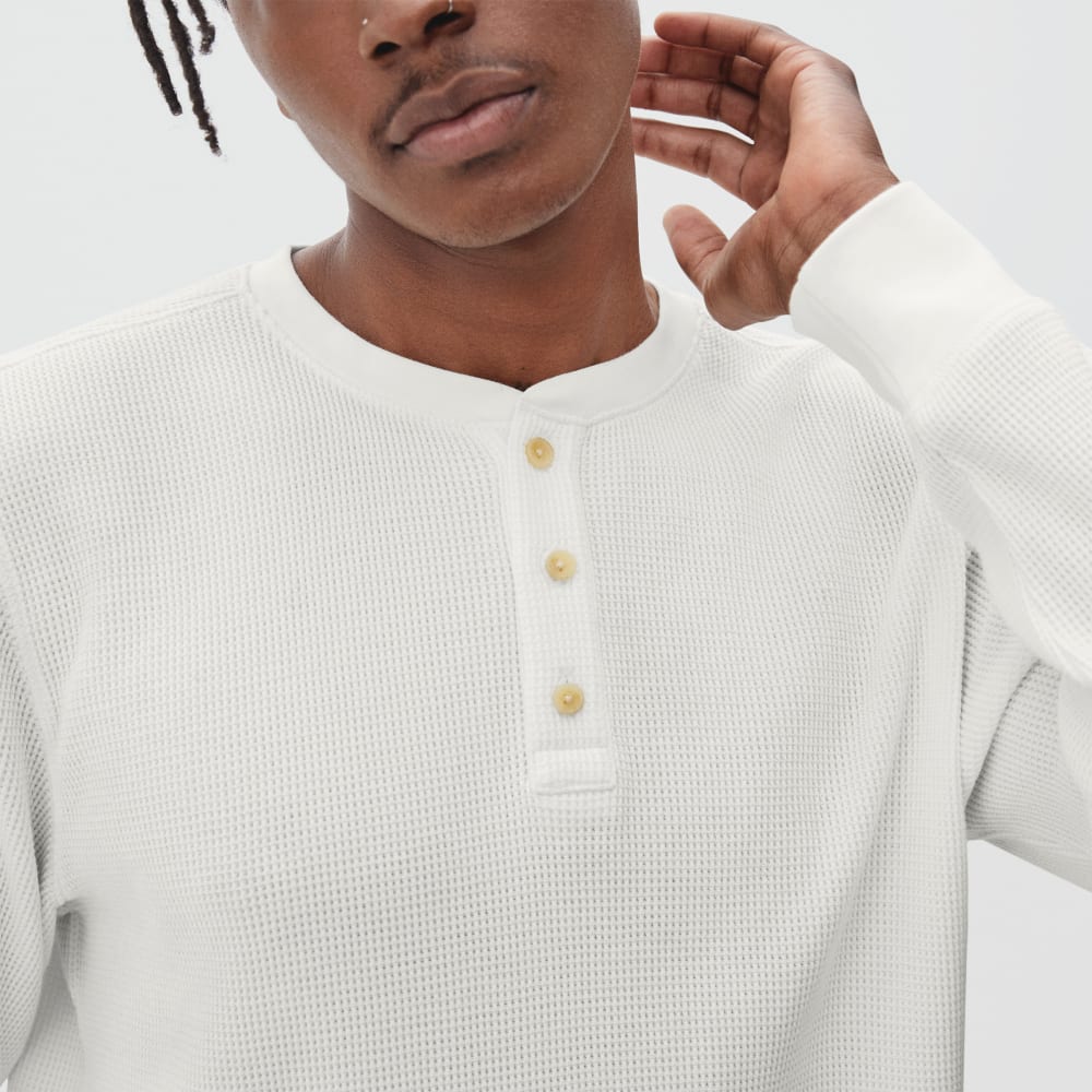 The Waffle Long-Sleeve Henley Tee | Off-White - Image 4