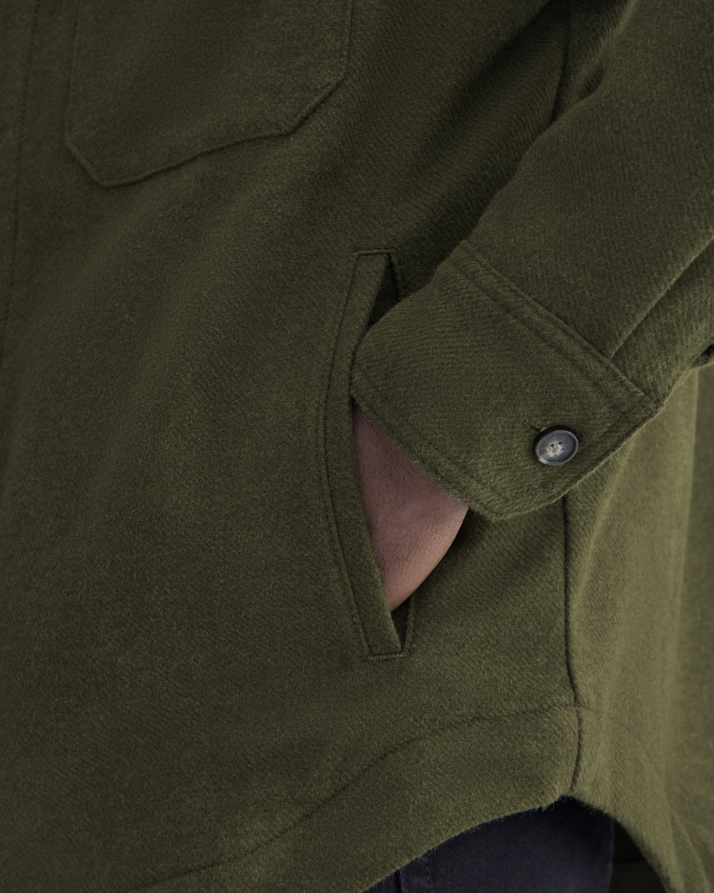 Heavyweight Waffle Twill Overshirt | Heathered Green - Image 4