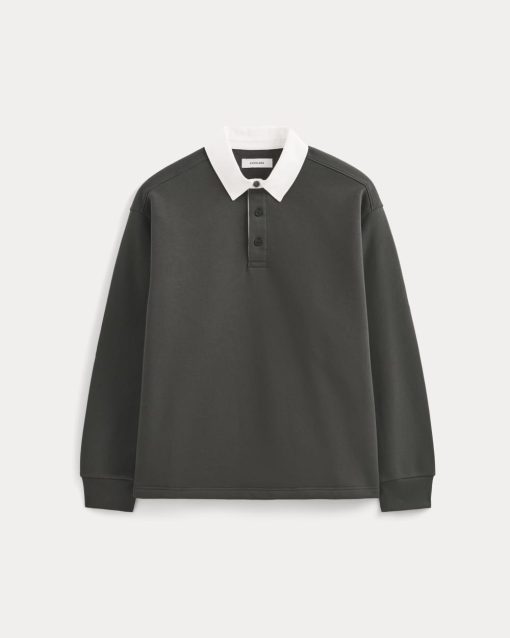 Alternative view of Luxe Fleece Rugby Polo | Washed Black
