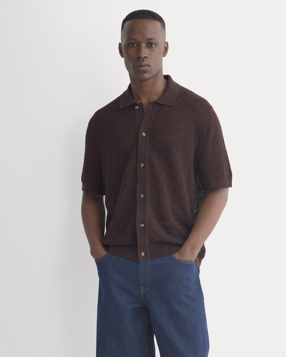 Open-Knit Resort Shirt | Coffee Bean