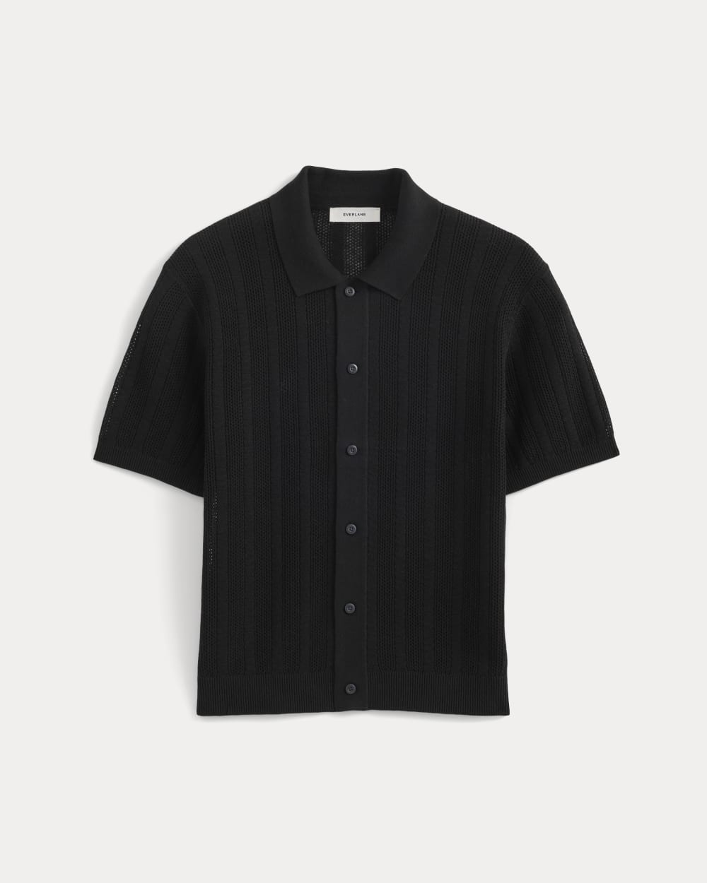 Textured Knit Resort Shirt | Black - Image 2
