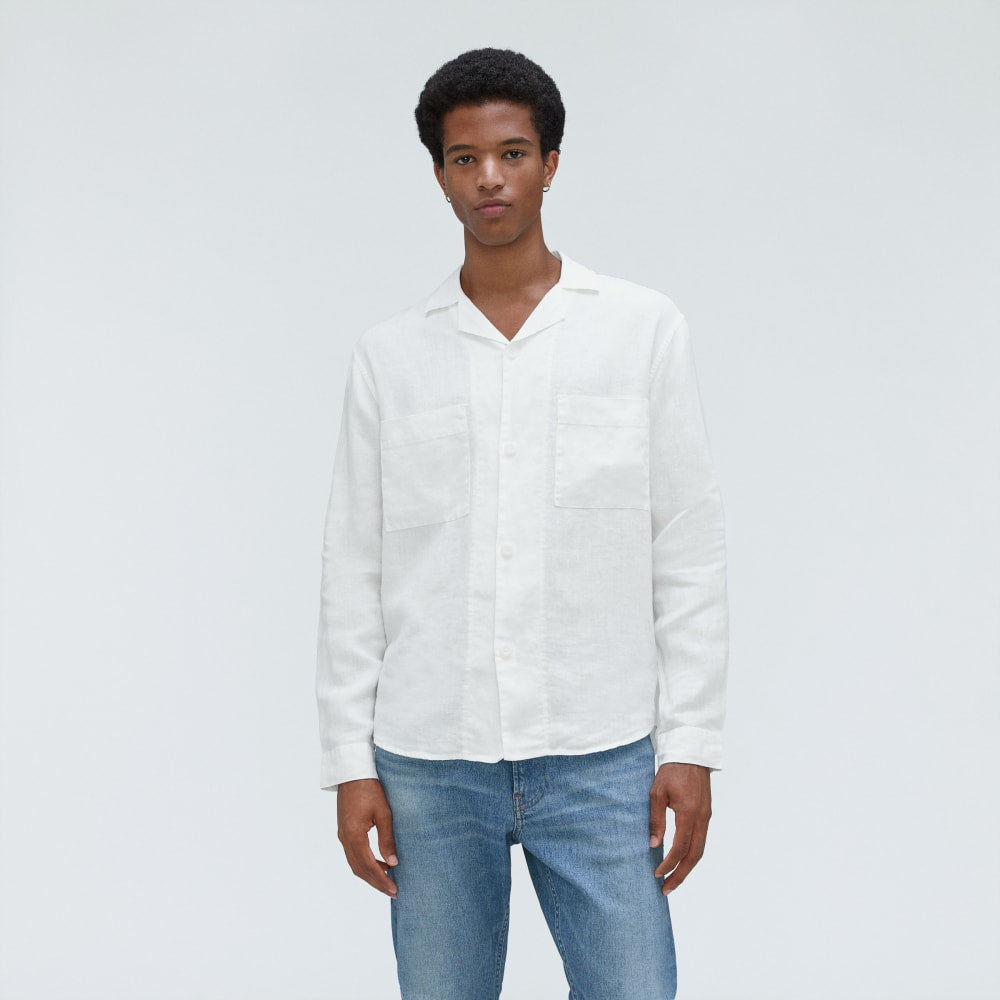The Long Sleeve Linen Camp Shirt | White - Image 2