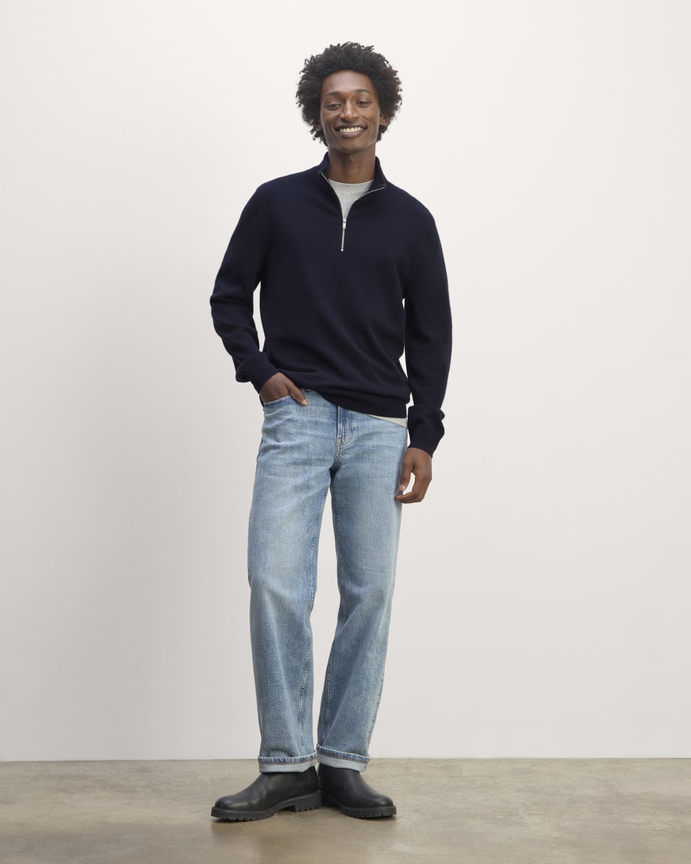 The Quarter-Zip in Cashmere | Navy - Image 3