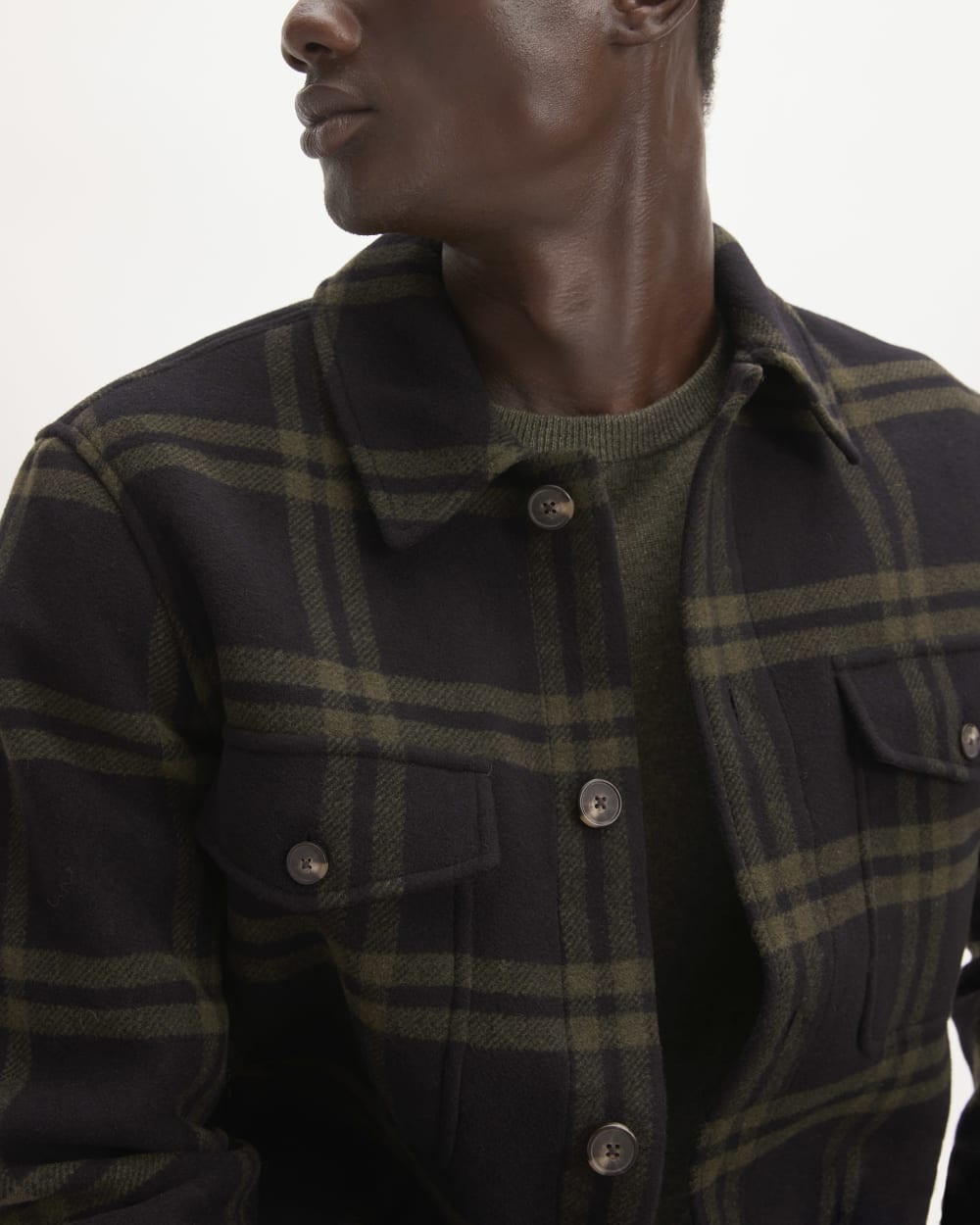 The ReWool® Oversized Shirt Jacket | Black / Olive - Image 4