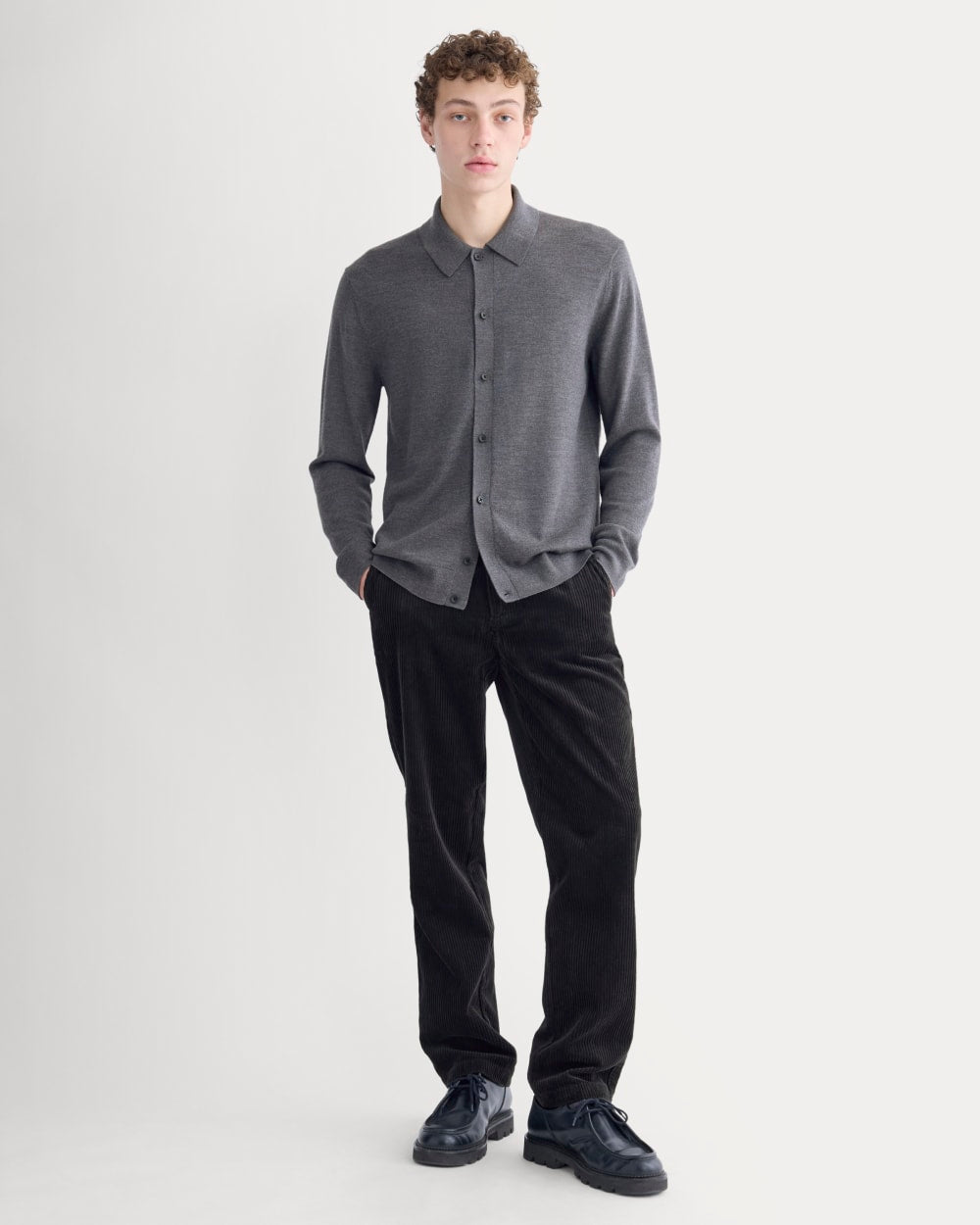 Ultrasoft Button-Down Sweater | Heather Mid Charcoal - Image 3