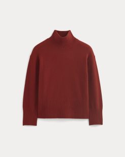 Alternative view of The Boxy Turtleneck in Cashmere | Berry Red