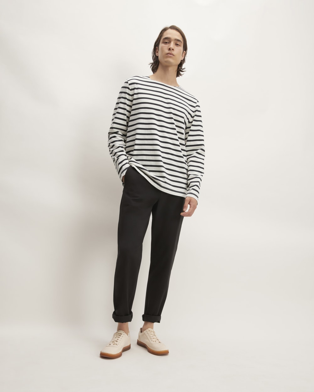 The Premium-Weight Long-Sleeve Mariner Tee | Canvas / Black - Image 3