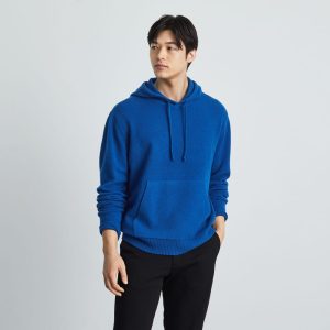 Alternative view of The Felted Merino Hoodie | Azure