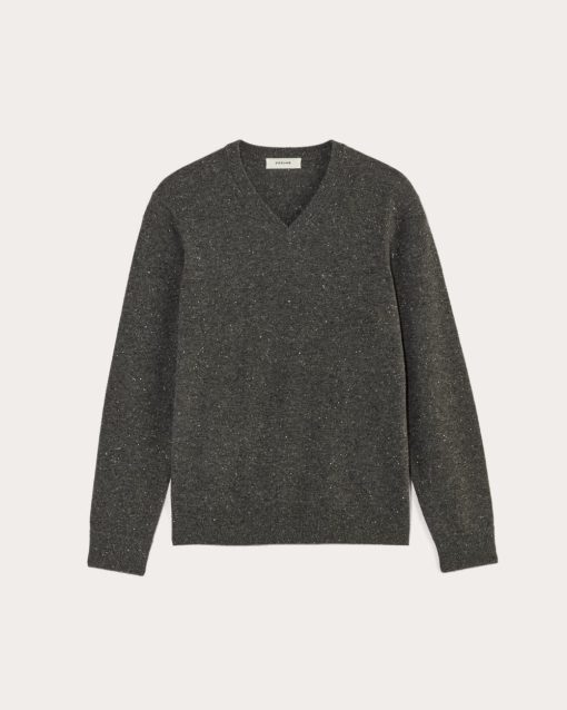 Alternative view of The Cashmere V-Neck Sweater | Grey Donegal