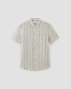Alternative view of The Classic Short-Sleeve Shirt in Linen | Bone / Black