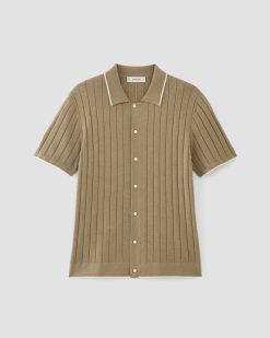 Alternative view of The No-Sweat Button-Down Polo | Dark Heathered Camel