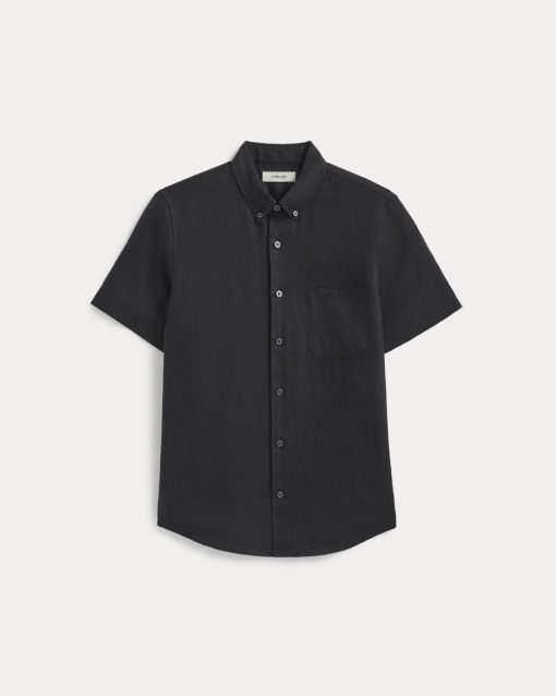 Alternative view of The Classic Short-Sleeve Shirt in Linen | Black