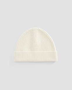 Alternative view of The Cashmere Fine Rib Beanie | Bone