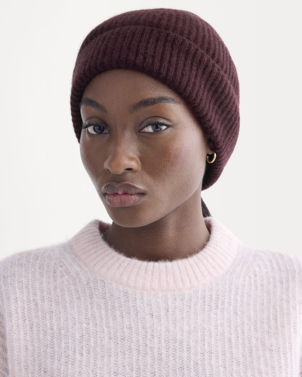 The Cashmere Ribbed Beanie | Wine - Image 3