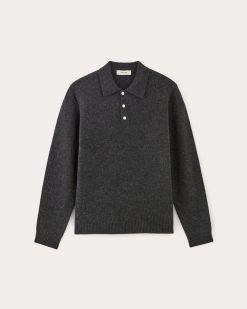Alternative view of The Classic Polo in Luxe Merino | Charcoal
