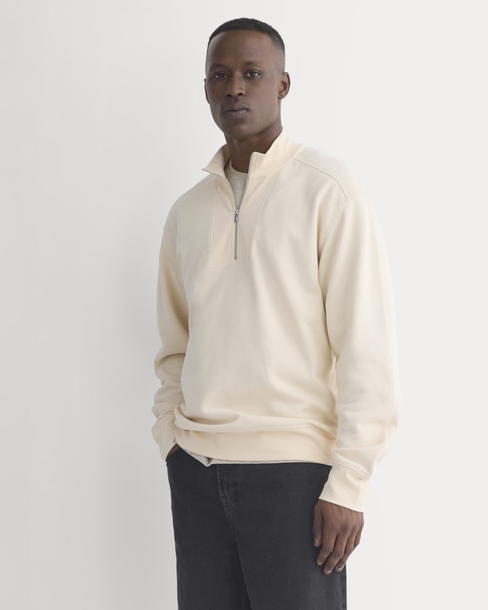 Lightweight Terry Zip Pullover | Parchment
