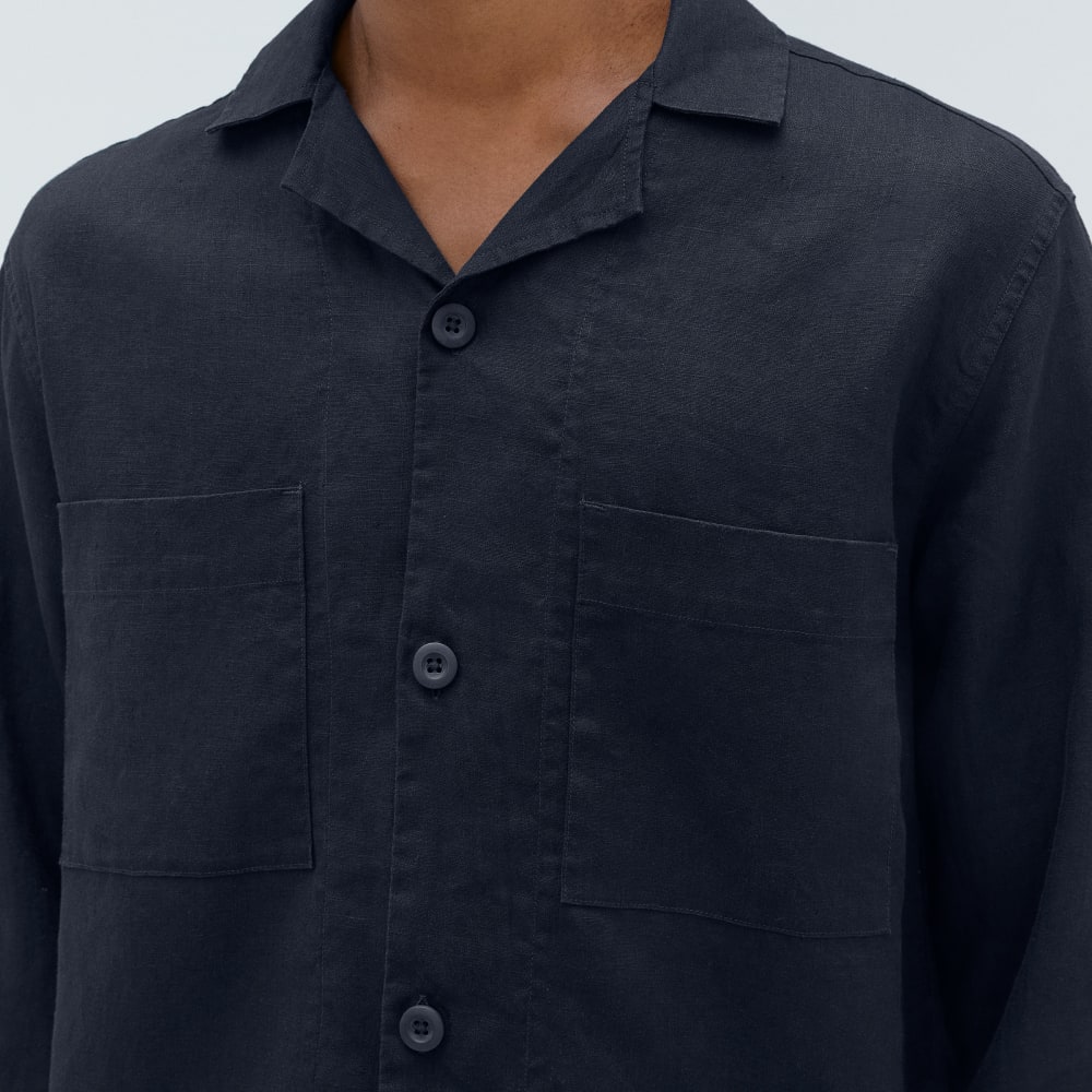 The Long Sleeve Linen Camp Shirt | Deep Navy - Image 5