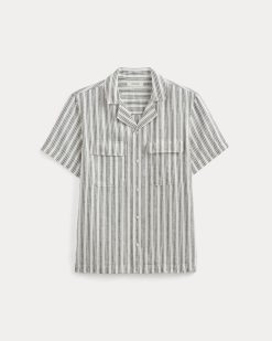 Alternative view of The Resort Shirt in Linen | Bone / Black