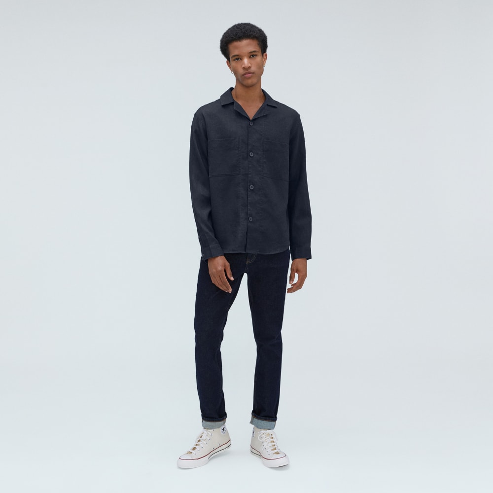 The Long Sleeve Linen Camp Shirt | Deep Navy - Image 4