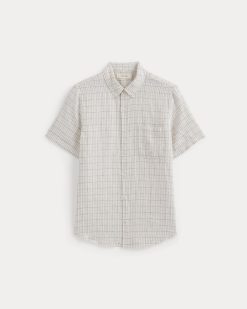 Alternative view of The Classic Short-Sleeve Shirt in Linen | Bone Plaid