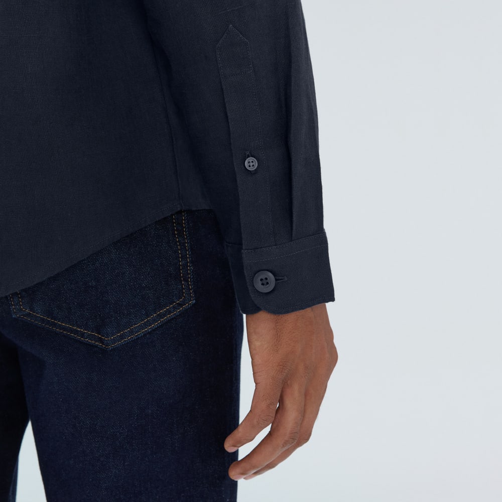 The Long Sleeve Linen Camp Shirt | Deep Navy - Image 6