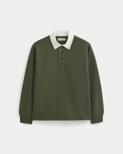 Alternative view of Luxe Fleece Rugby Polo | Dark Forest