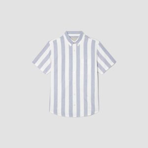 Alternative view of The Organic Short Sleeve Oxford Shirt | Mazarine Blue / Bone