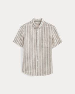 Alternative view of The Classic Short-Sleeve Shirt in Linen | Bone / Toasted Coconut