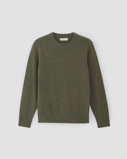 Alternative view of The Grade-A Cashmere Crew | Heathered Army Green