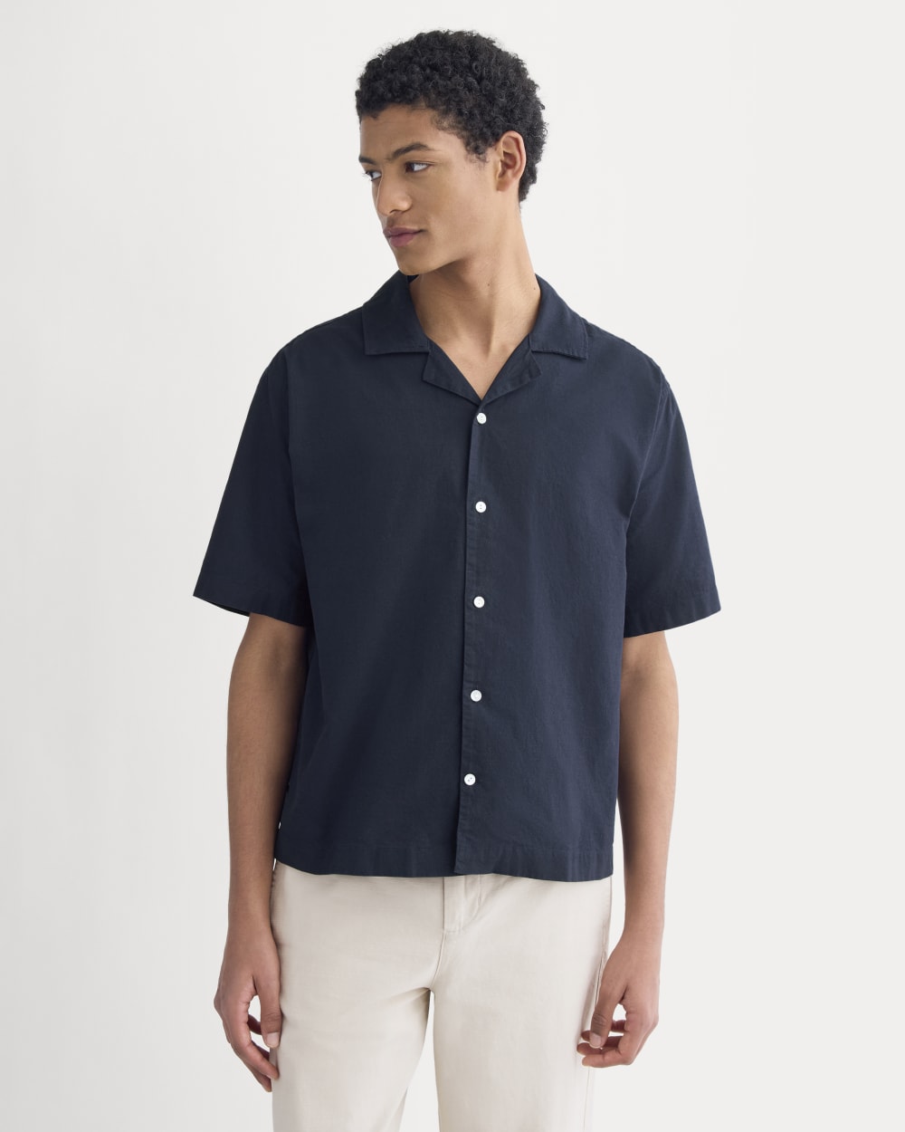 Cropped Resort Shirt | Navy - Image 4