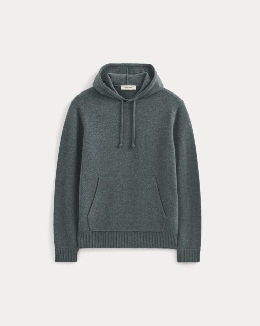 Alternative view of The Felted Merino Hoodie | Heather Midnight Navy
