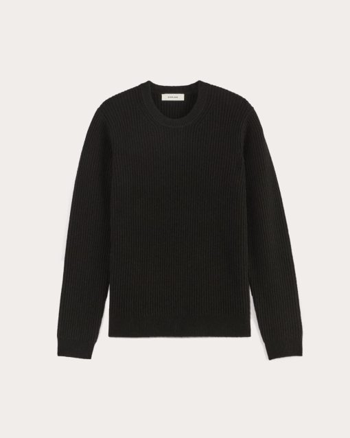 Alternative view of The Fisherman Crew in Wool Cashmere | Black