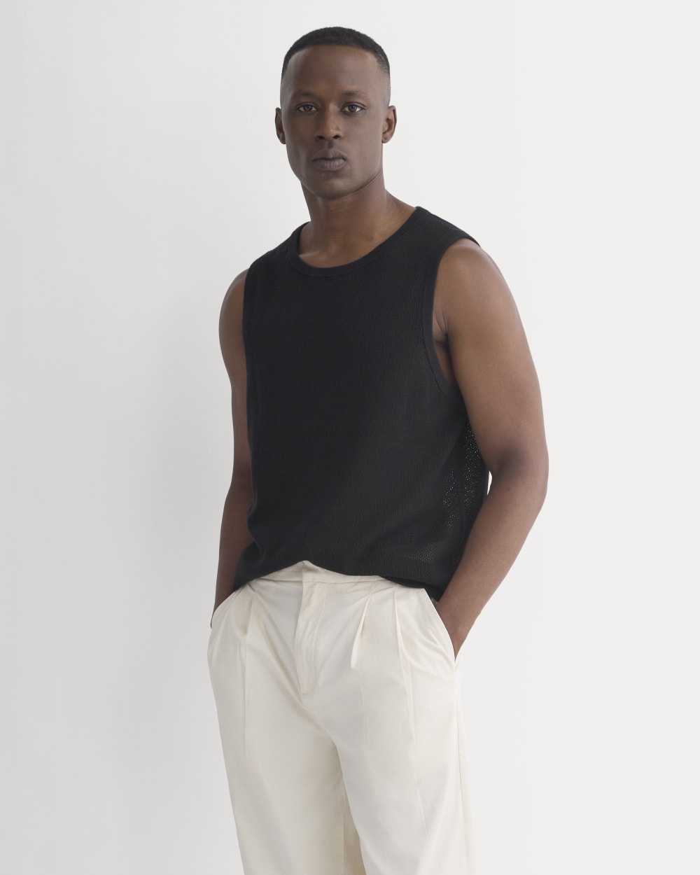 Textured Knit Tank | Black