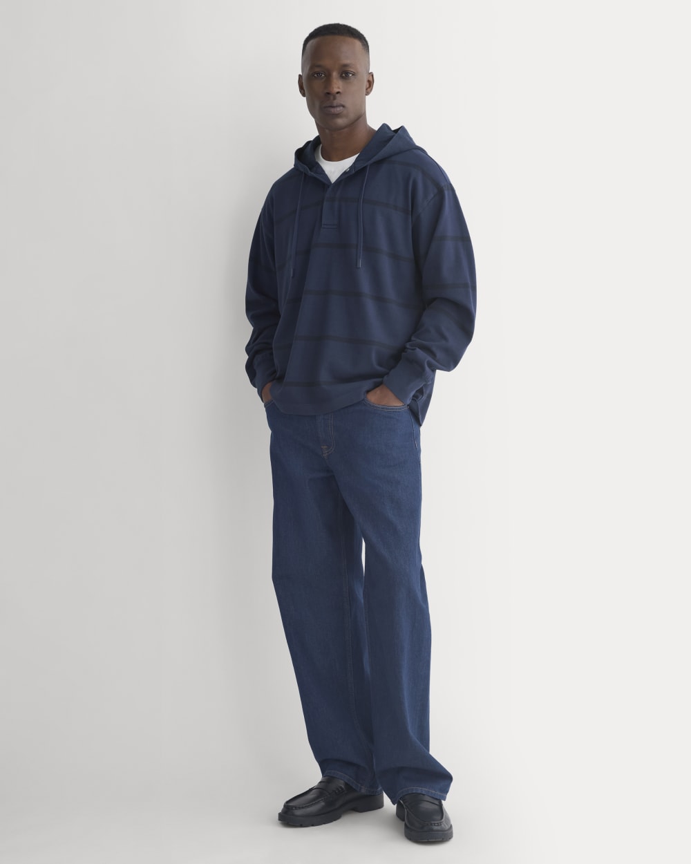 Vintage Rugby Hoodie | Dark Sapphire Stripe - Image 3