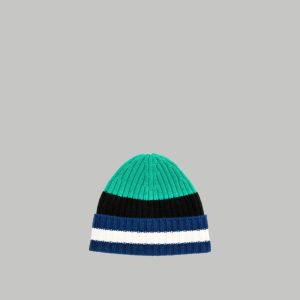 Alternative view of The Cashmere Beanie | Bright Navy Multi Stripe