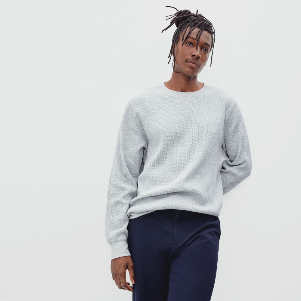 The Waffle Long-Sleeve Crew Tee | Heathered Light Grey - Image 2
