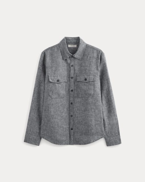 Alternative view of The Linen Utility Shirt | Navy Chambray