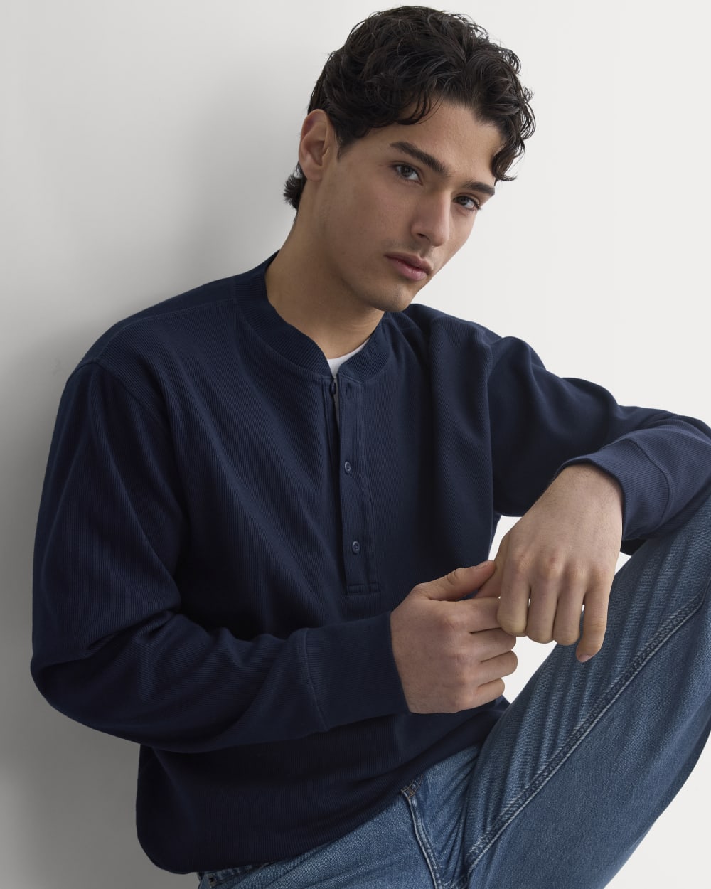 Vintage Rib Henley | Navy - Image 5