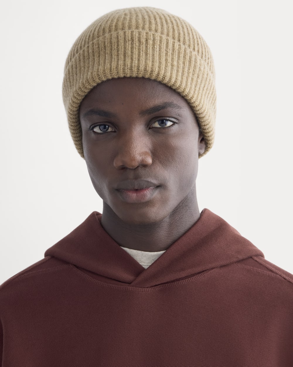 The Cashmere Ribbed Beanie | Dark Heathered Camel - Image 3